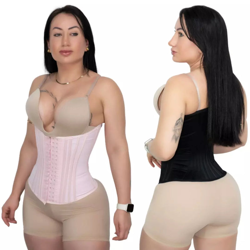 Cinta Modeladora Corselet Espartilho Efeito Cintura Fina 20 Barbatanas Estilo Colombiana Faixa Modeladora