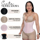 Cinta Modeladora Corselet Espartilho Efeito Cintura Fina 20 Barbatanas Estilo Colombiana Faixa Modeladora